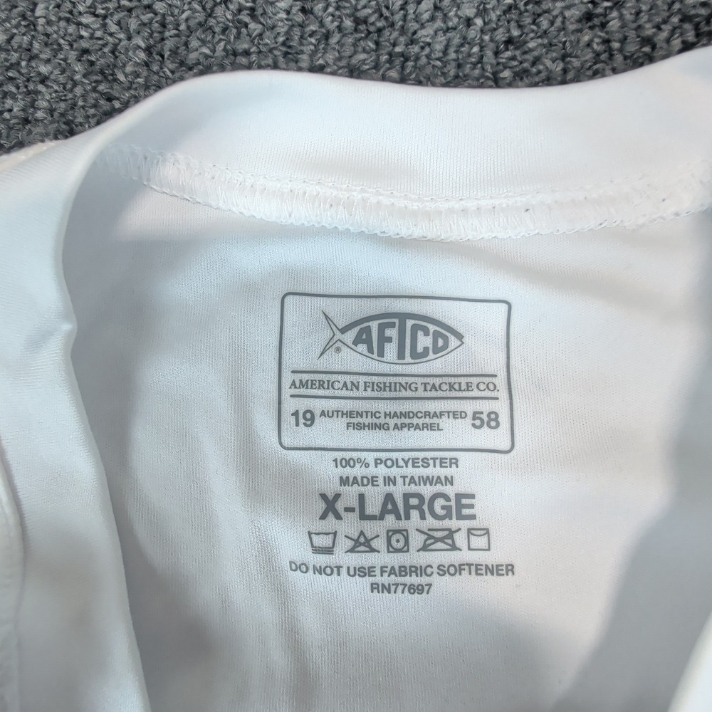 AFTCO Fishing Shirt XL Mens Lot 2 Performance Long Sleeve Sun Shirt Blue White - Picture 5 of 9